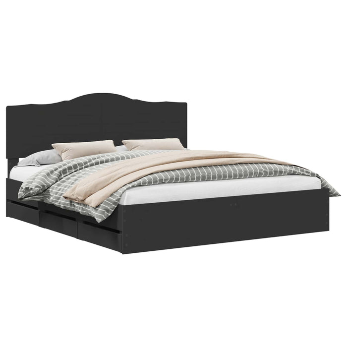 Cadru de pat cu sertar Negru 200 x 200 cm Lemn Ingineresc - WALTI WALTI