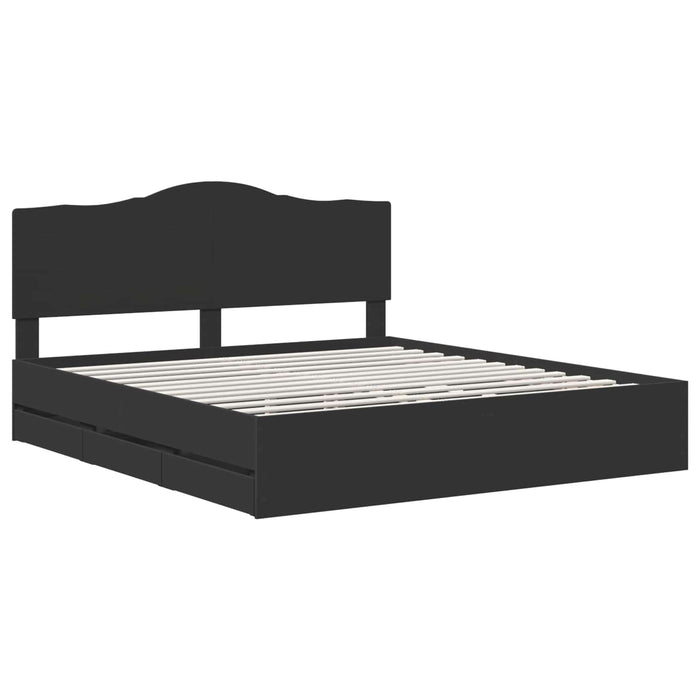 Cadru de pat cu sertar Negru 200 x 200 cm Lemn Ingineresc - WALTI WALTI