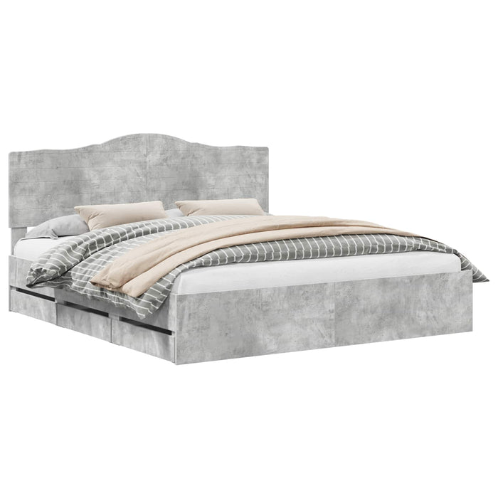 Cadru de pat Gri din beton 200 x 200 cm Lemn Ingineresc - WALTI WALTI