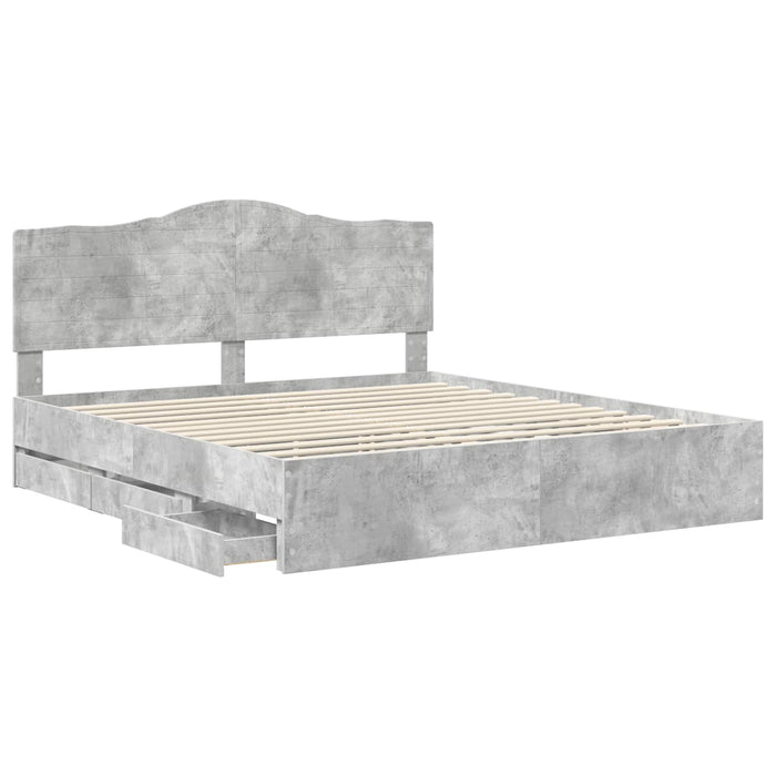Cadru de pat Gri din beton 200 x 200 cm Lemn Ingineresc - WALTI WALTI