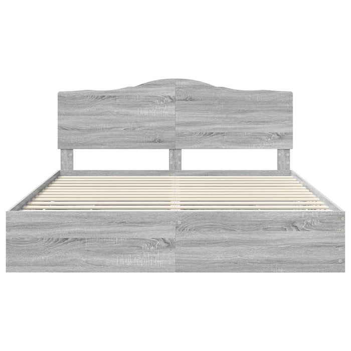 Cadru de pat cu sertar Gri Sonoma 200 x 200 cm Lemn Ingineresc - WALTI WALTI