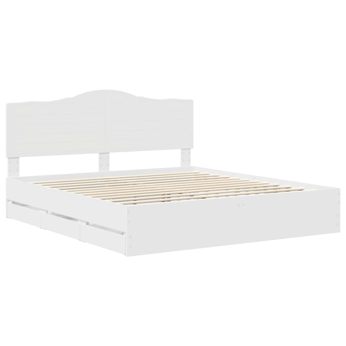 Cadru de pat cu sertar Alb 180 x 200 cm Lemn Ingineresc - WALTI WALTI