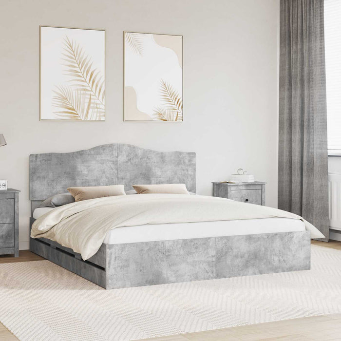 Cadru de pat Gri din beton 180 x 200 cm Lemn Ingineresc - WALTI WALTI