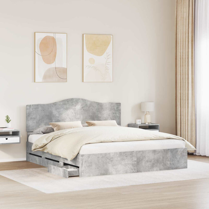 Cadru de pat Gri din beton 180 x 200 cm Lemn Ingineresc - WALTI WALTI
