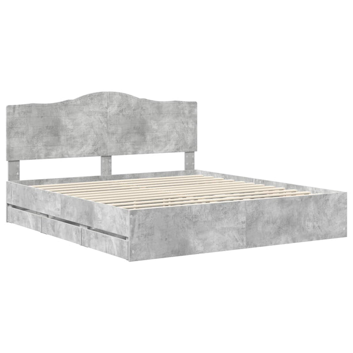 Cadru de pat Gri din beton 180 x 200 cm Lemn Ingineresc - WALTI WALTI