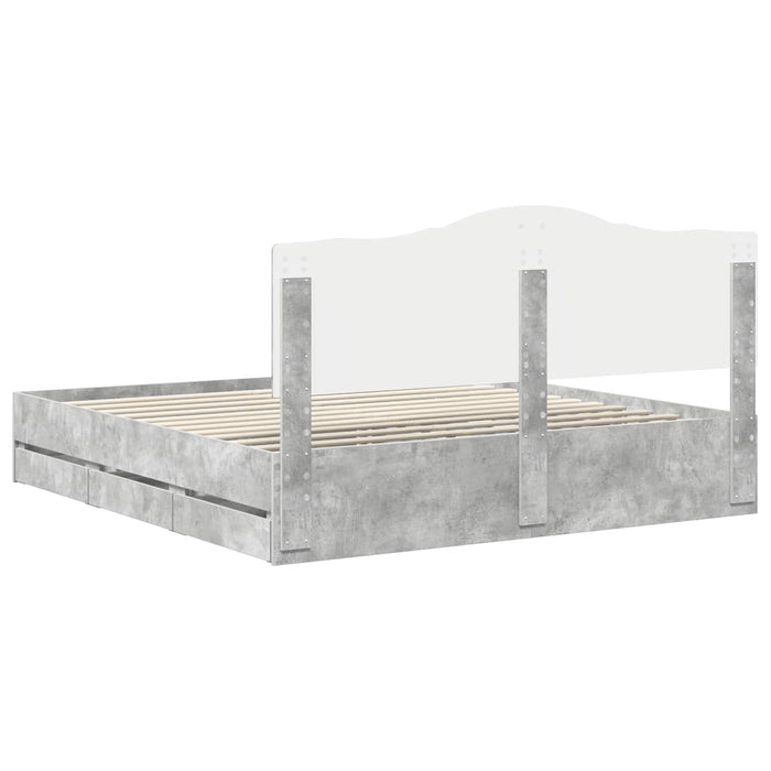 Cadru de pat Gri din beton 180 x 200 cm Lemn Ingineresc - WALTI WALTI
