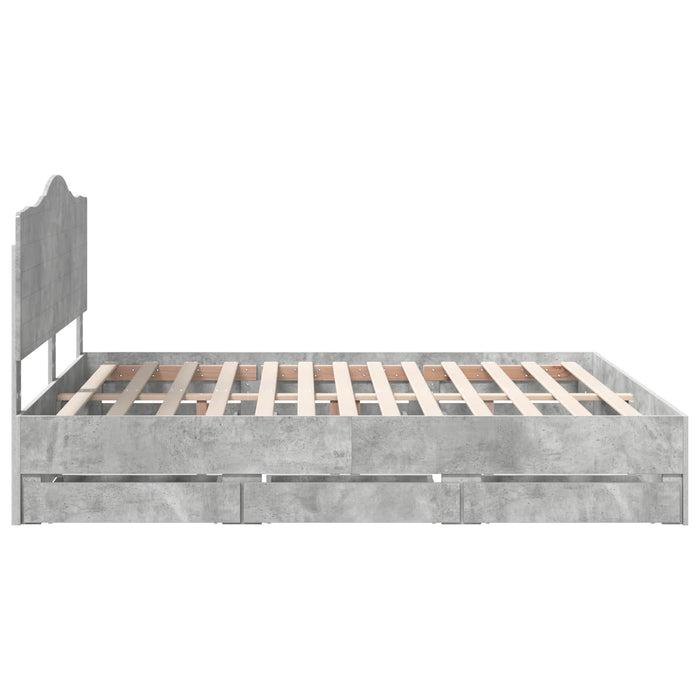 Cadru de pat Gri din beton 180 x 200 cm Lemn Ingineresc - WALTI WALTI