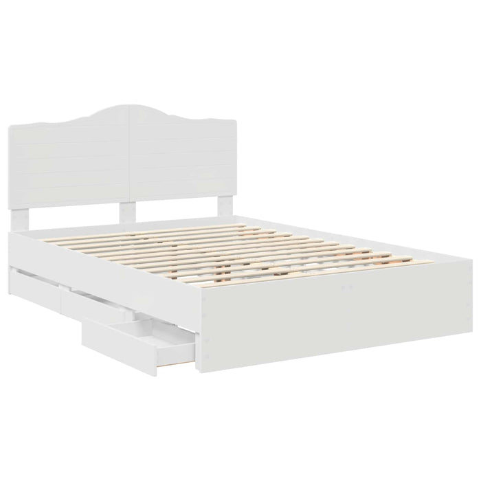 Cadru de pat cu sertar Alb 160 x 200 cm Lemn Ingineresc - WALTI WALTI