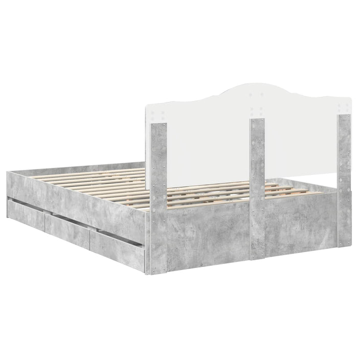 Cadru de pat Gri din beton 160 x 200 cm Lemn Ingineresc - WALTI WALTI