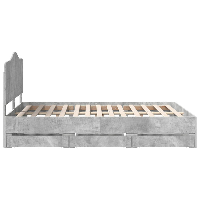 Cadru de pat Gri din beton 160 x 200 cm Lemn Ingineresc - WALTI WALTI