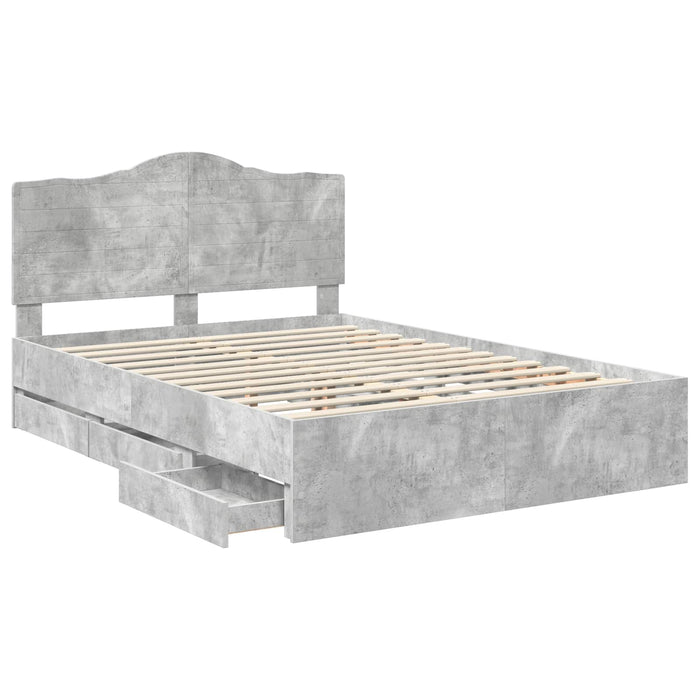 Cadru de pat Gri din beton 150 x 200 cm Lemn Ingineresc - WALTI WALTI