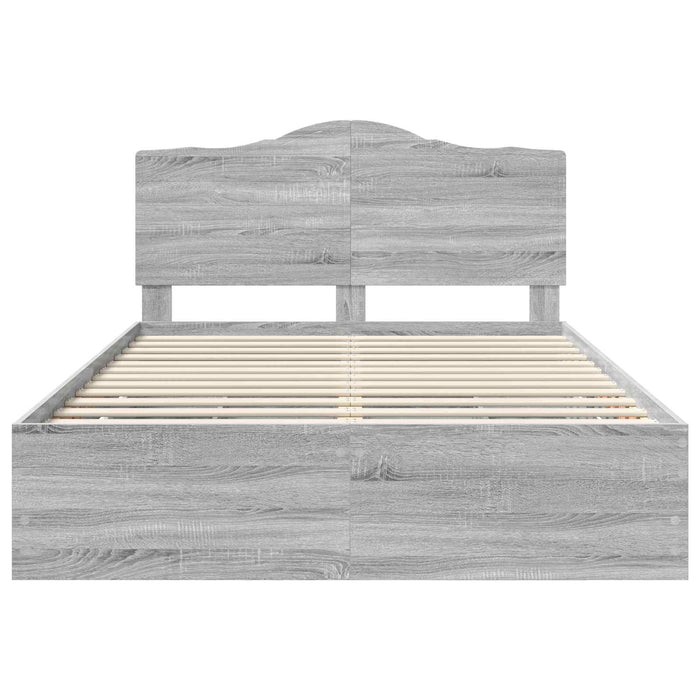 Cadru de pat cu sertar Gri Sonoma 150 x 200 cm Lemn Ingineresc - WALTI WALTI