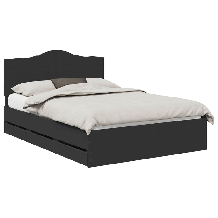 Cadru de pat cu sertar Negru 140 x 190 cm Lemn Ingineresc - WALTI WALTI