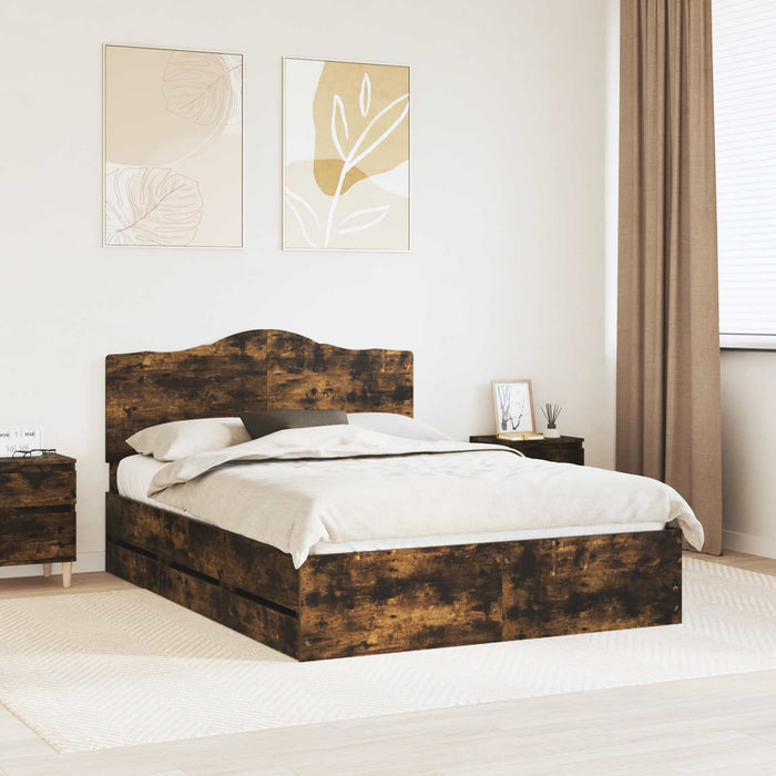 Cadru de pat Stejar fumuriu 140 x 190 cm Lemn Ingineresc - WALTI WALTI