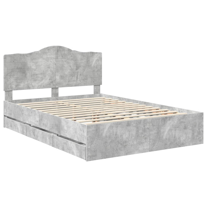 Cadru de pat Gri din beton 140 x 200 cm Lemn Ingineresc - WALTI WALTI