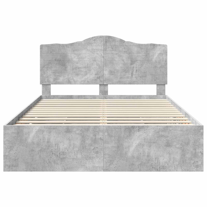 Cadru de pat Gri din beton 140 x 200 cm Lemn Ingineresc - WALTI WALTI