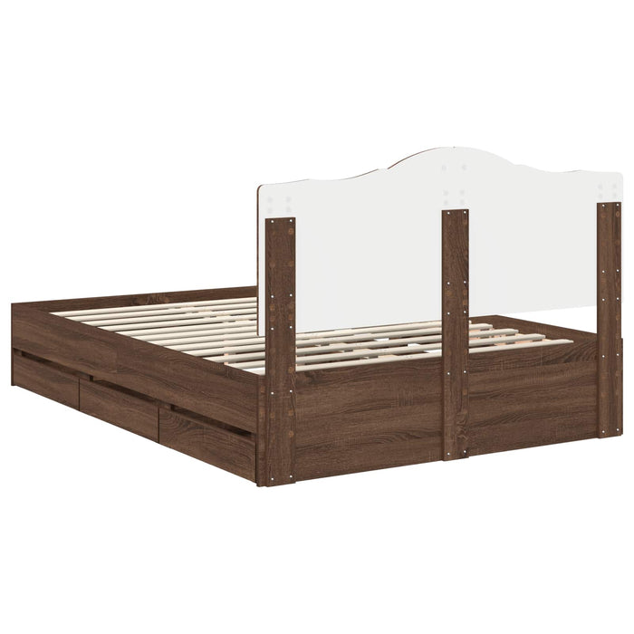 Cadru de pat cu sertar Stejar maro 140 x 190 cm Lemn Ingineresc WALTI