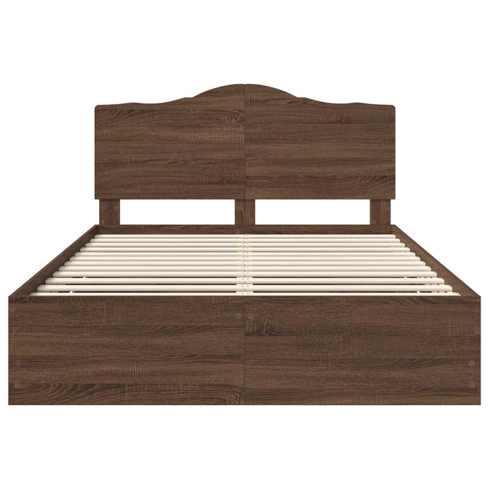 Cadru de pat cu sertar Stejar maro 140 x 190 cm Lemn Ingineresc WALTI