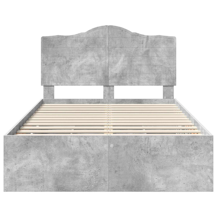 Cadru de pat Gri din beton 135 x 190 cm Lemn Ingineresc - WALTI WALTI
