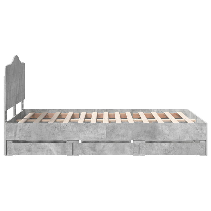 Cadru de pat Gri din beton 135 x 190 cm Lemn Ingineresc - WALTI WALTI