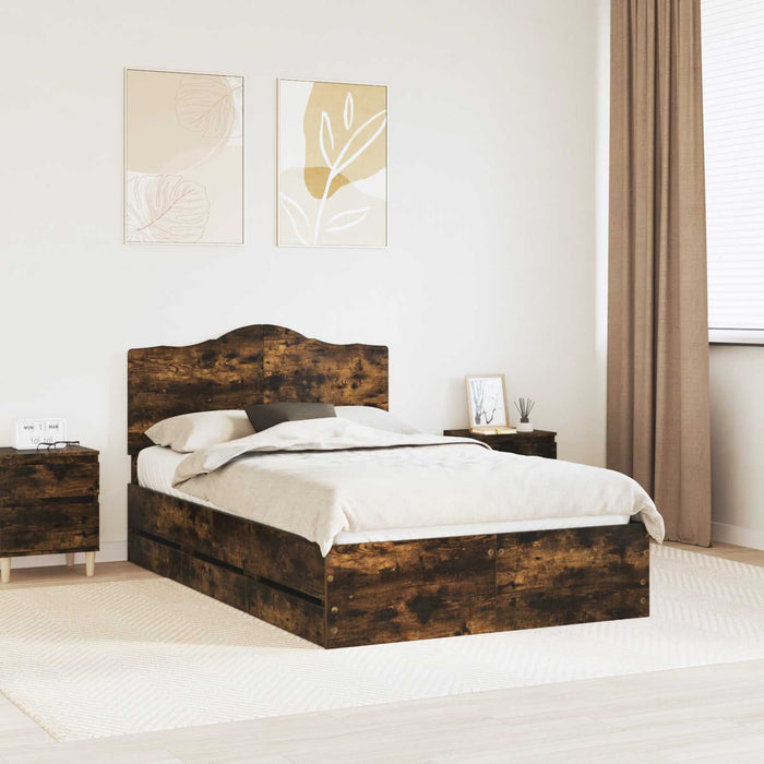 Cadru de pat Stejar fumuriu 120 x 190 cm Lemn Ingineresc - WALTI WALTI