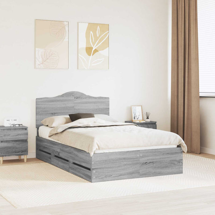 Cadru de pat cu sertar Gri Sonoma 120 x 200 cm Lemn Ingineresc - WALTI WALTI