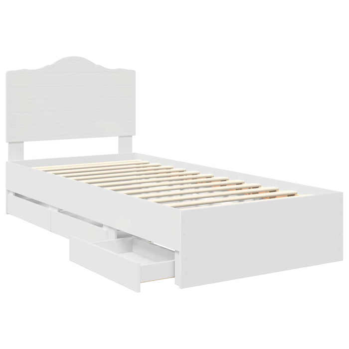 Cadru de pat cu sertar Alb 98.5 x 200 cm Lemn Ingineresc - WALTI WALTI