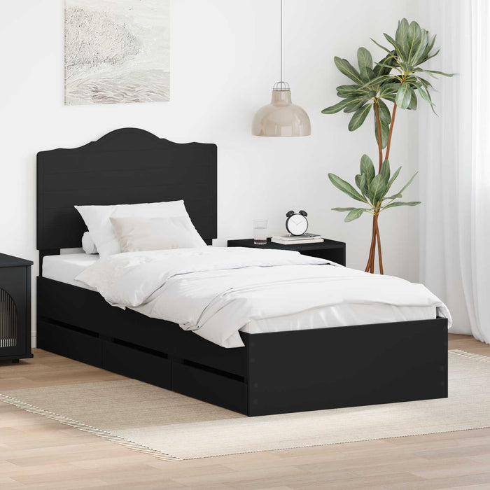 Cadru de pat cu sertar Negru 100 x 200 cm Lemn Ingineresc - WALTI WALTI
