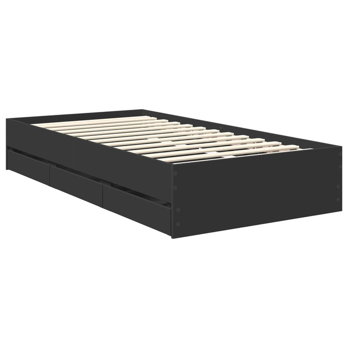 Cadru de pat cu sertar Negru 100 x 200 cm Lemn Ingineresc - WALTI WALTI