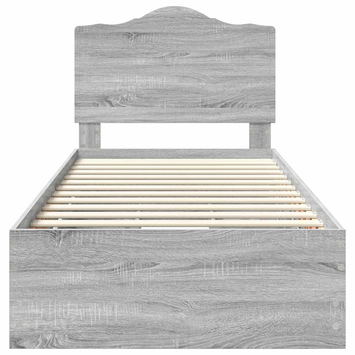 Cadru de pat cu sertar Gri Sonoma 98.5 x 200 cm Lemn Ingineresc - WALTI WALTI