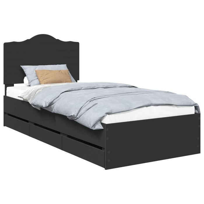 Cadru de pat cu sertar Negru 90 x 190 cm Lemn Ingineresc - WALTI WALTI