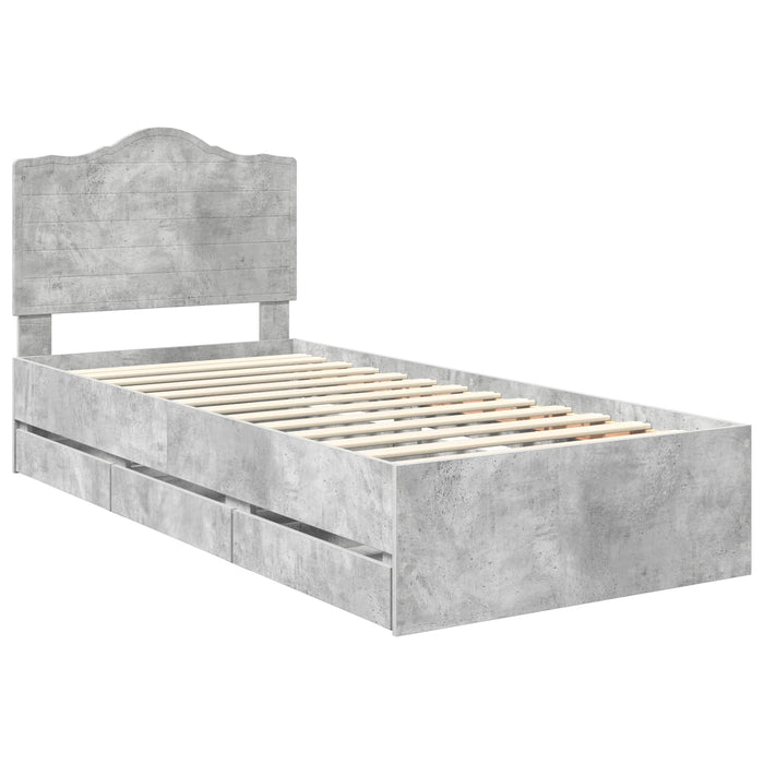 Cadru de pat Gri din beton 90 x 190 cm Lemn Ingineresc - WALTI WALTI