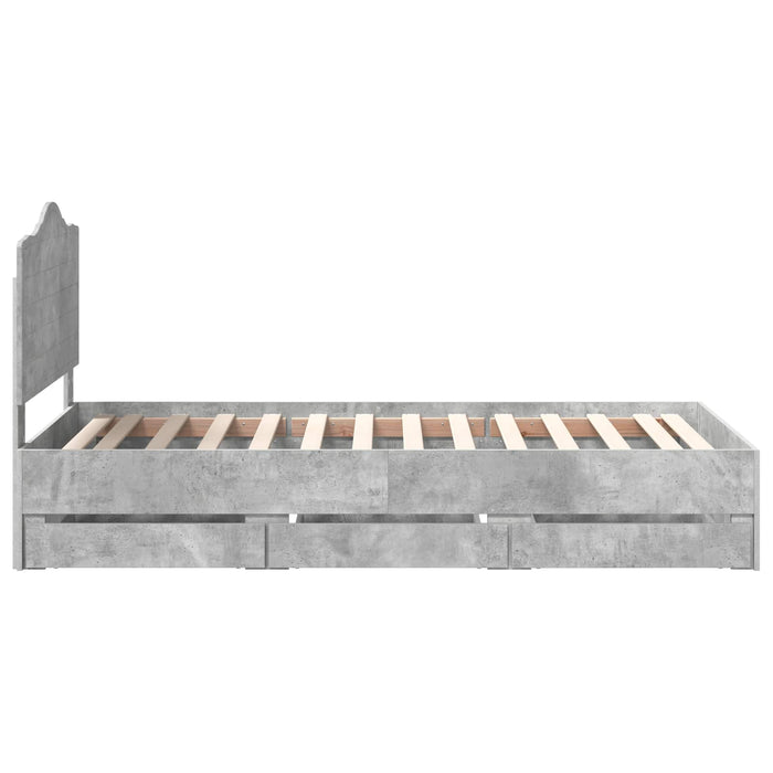 Cadru de pat Gri din beton 90 x 190 cm Lemn Ingineresc - WALTI WALTI