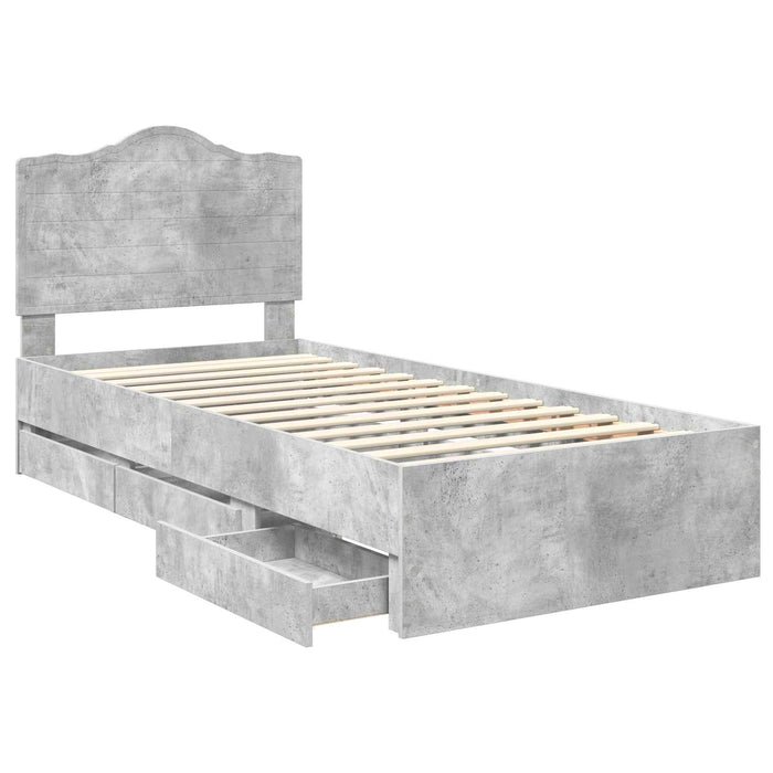 Cadru de pat Gri din beton 90 x 200 cm Lemn Ingineresc - WALTI WALTI