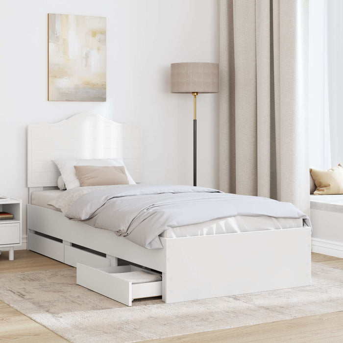 Cadru de pat cu sertar Alb 75 x 190 cm Lemn Ingineresc - WALTI WALTI