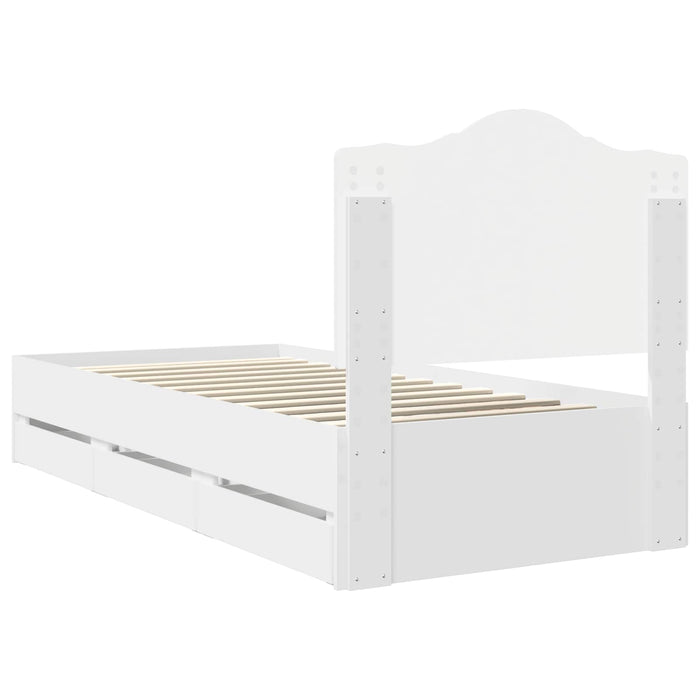 Cadru de pat cu sertar Alb 75 x 190 cm Lemn Ingineresc - WALTI WALTI