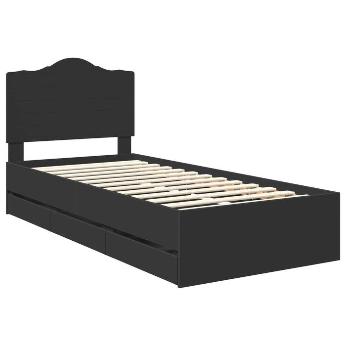 Cadru de pat cu sertar Negru 75 x 190 cm Lemn Ingineresc - WALTI WALTI