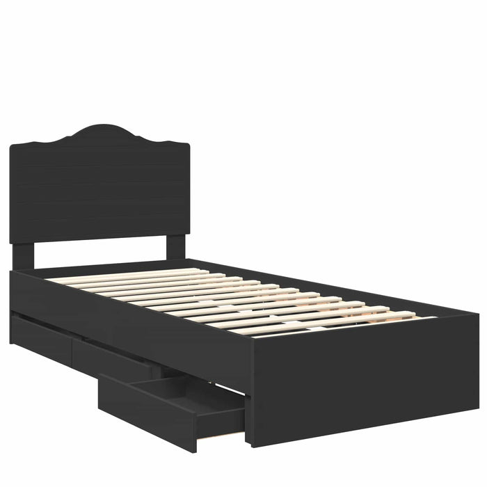 Cadru de pat cu sertar Negru 75 x 190 cm Lemn Ingineresc - WALTI WALTI