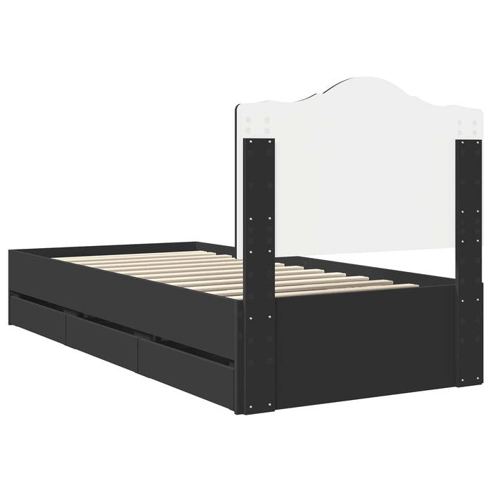 Cadru de pat cu sertar Negru 75 x 190 cm Lemn Ingineresc - WALTI WALTI