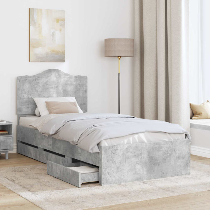 Cadru de pat Gri din beton 75 x 190 cm Lemn Ingineresc - WALTI WALTI