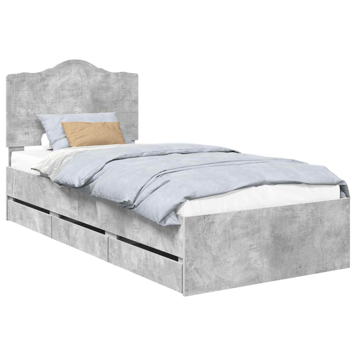 Cadru de pat Gri din beton 75 x 190 cm Lemn Ingineresc - WALTI WALTI