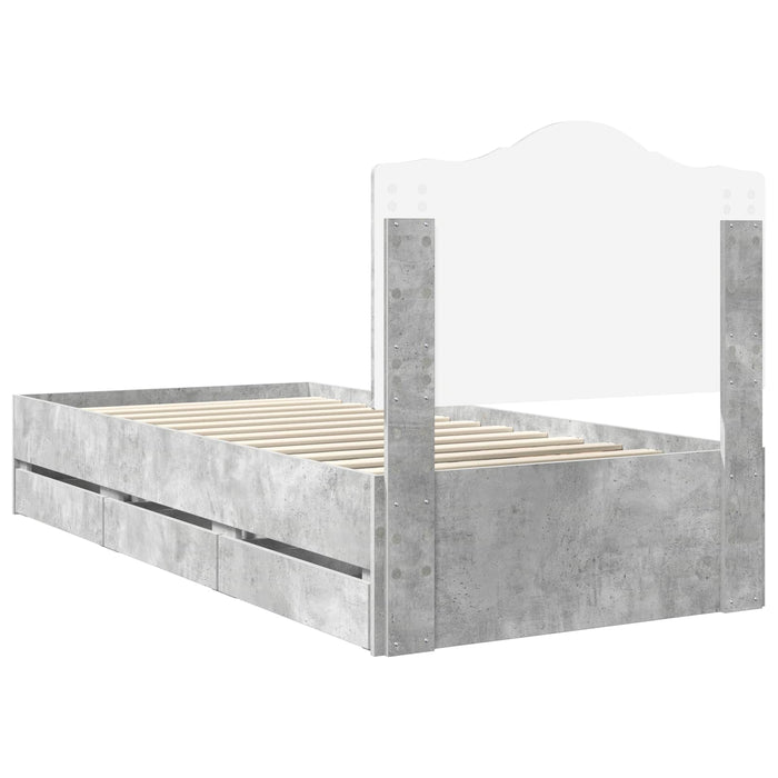 Cadru de pat Gri din beton 75 x 190 cm Lemn Ingineresc - WALTI WALTI