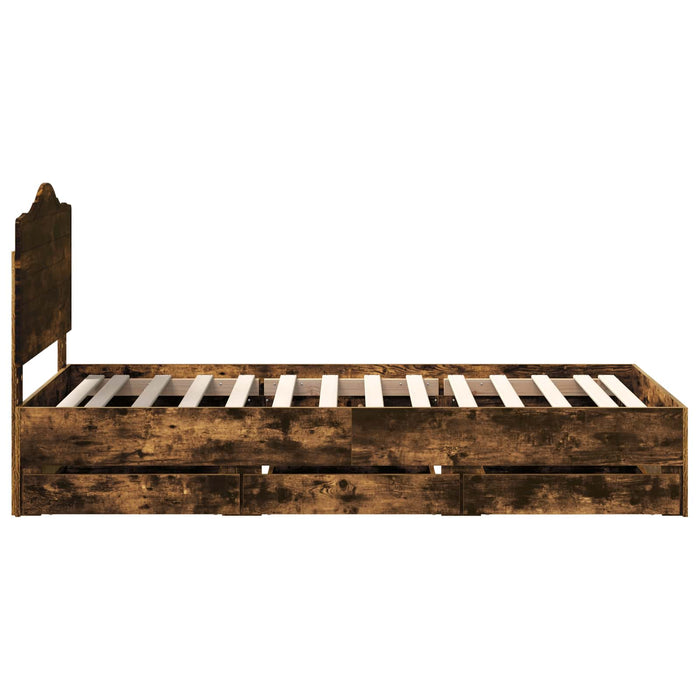 Cadru de pat Stejar fumuriu 75 x 190 cm Lemn Ingineresc - WALTI WALTI