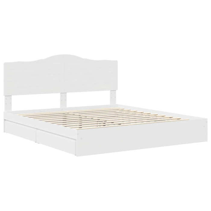 Pat cu storage cu headboard Alb 200 x 200 cm Lemn compozit WALTI