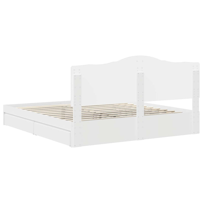 Pat cu storage cu headboard Alb 200 x 200 cm Lemn compozit WALTI