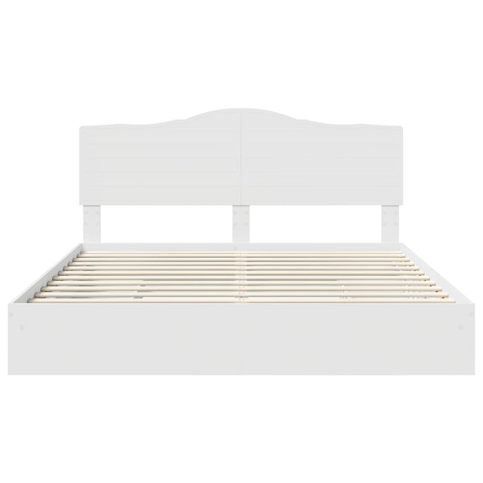 Pat cu storage cu headboard Alb 200 x 200 cm Lemn compozit WALTI