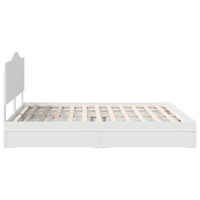 Pat cu storage cu headboard Alb 200 x 200 cm Lemn compozit WALTI