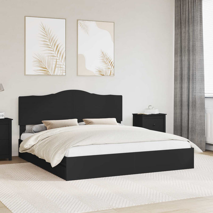 Cadru de pat cu sertar Negru 200 x 200 cm Lemn compozit - WALTI WALTI