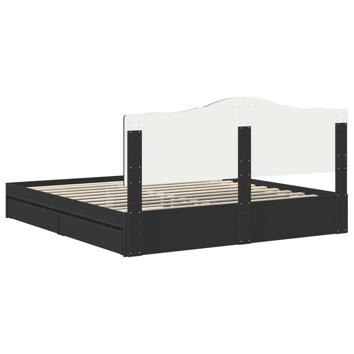 Cadru de pat cu sertar Negru 200 x 200 cm Lemn compozit - WALTI WALTI