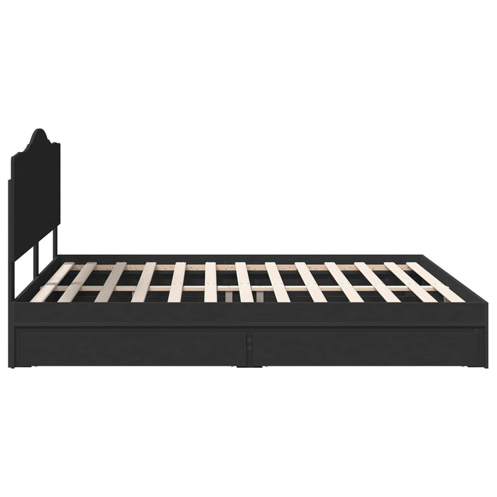 Cadru de pat cu sertar Negru 200 x 200 cm Lemn compozit - WALTI WALTI